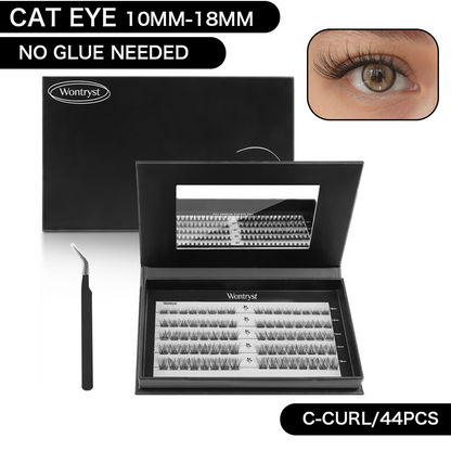 Cofier Cat Eye Lash Clusters 10-18mm C Curl – No Glue DIY Lash Kit