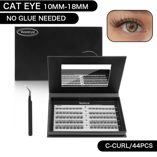 Cofier Cat Eye Lash Clusters 10-18mm C Curl – No Glue DIY Lash Kit