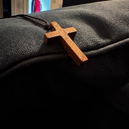 Light coffee walnut black walnut solid wood cross pendant necklace sweater chain for women