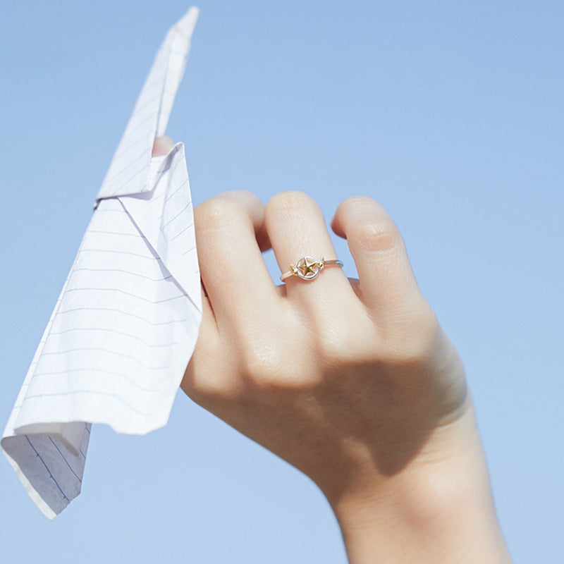 Light Luxury Star Ring Cute Female Open Mouth Ring