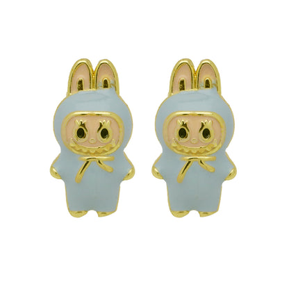 Drip oil colored cute cartoon character personality simple and versatile ear studs earrings