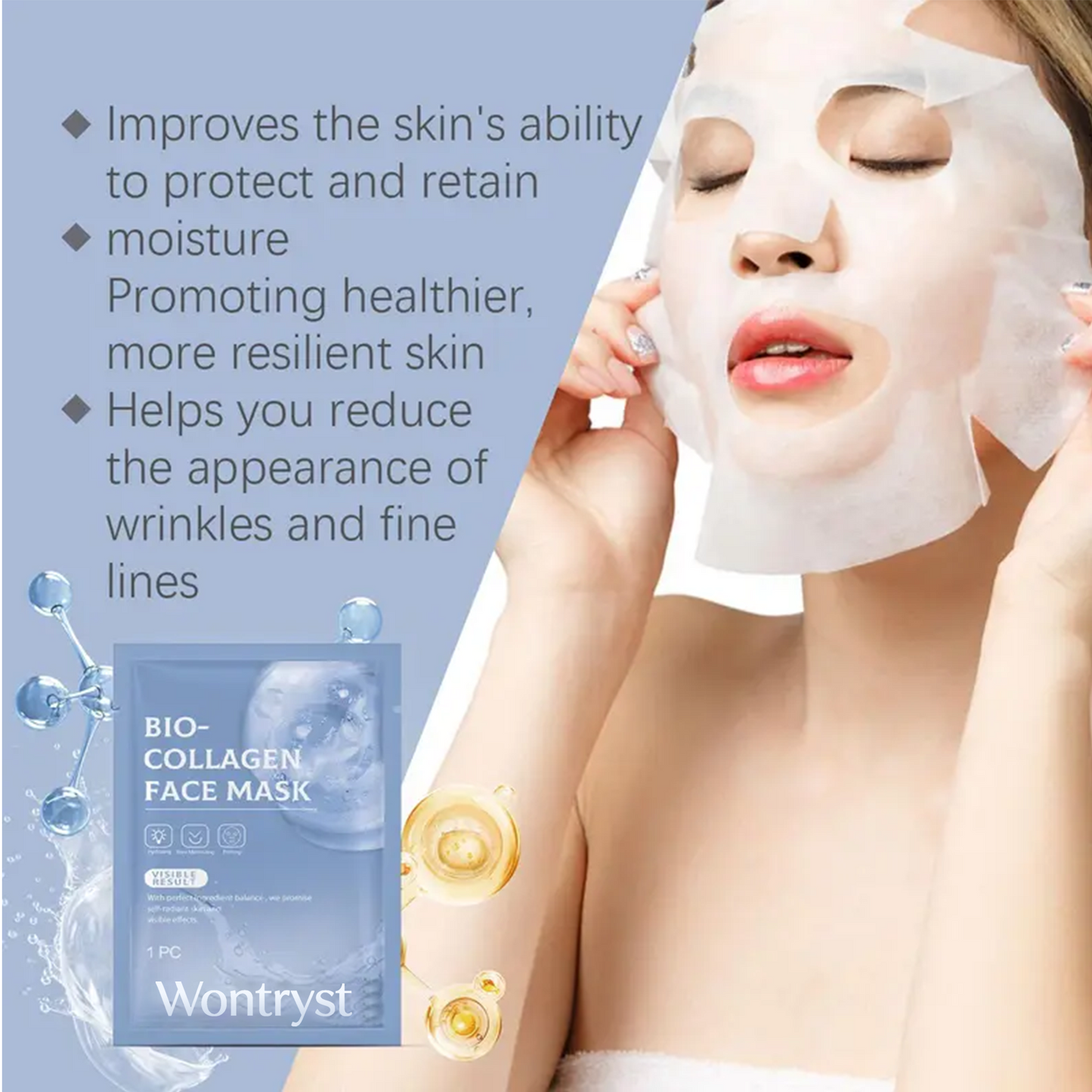 Collagen Hydrating & Firming Face Mask, 4/8 Counts Moisturizing & Nourishing Face Masks, Facial Care Mask for Women & Men, Skincare Products, Collagen Mask Sheet, Collagen Film Mask #GLOBAL PICKS