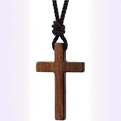 Light coffee walnut black walnut solid wood cross pendant necklace sweater chain for women