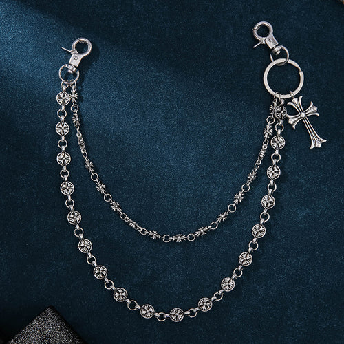 Cro bag hanging chain sword round bead cross waist chain lobster buckle pendant jeans chain